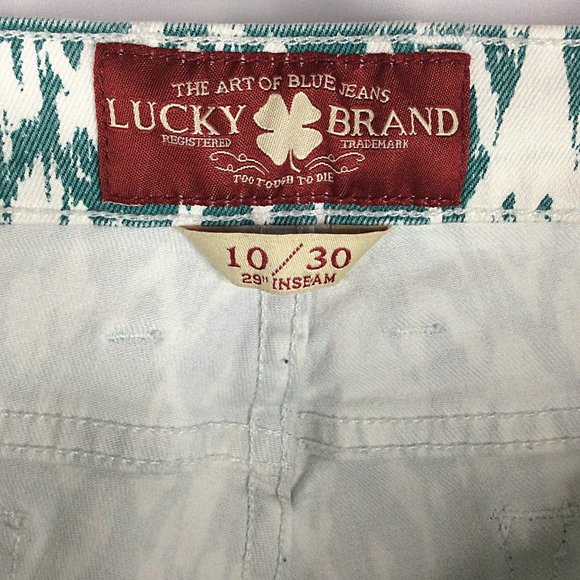 Lucky Brand Charlie Ankle Jeans Womens 10/30 Teal Ikat Aztec - Picture 7 of 8